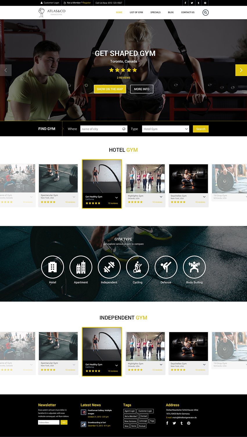 fitness website design